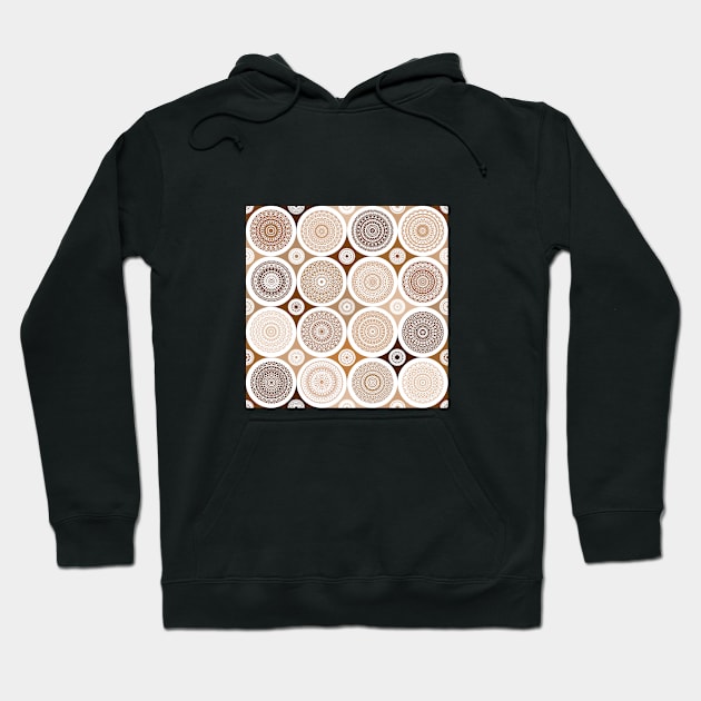 repeating pattern with boho style circles, brown color Hoodie by Artpassion